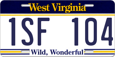 WV license plate 1SF104
