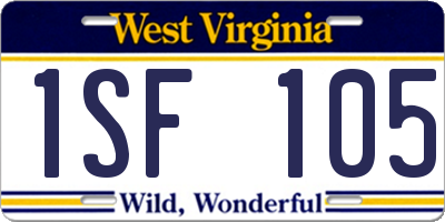 WV license plate 1SF105