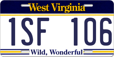 WV license plate 1SF106