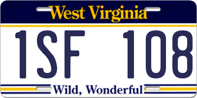WV license plate 1SF108
