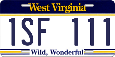 WV license plate 1SF111
