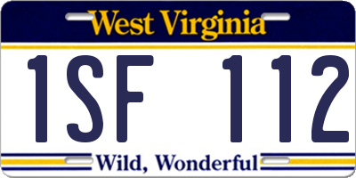 WV license plate 1SF112