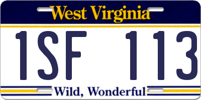 WV license plate 1SF113