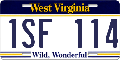WV license plate 1SF114