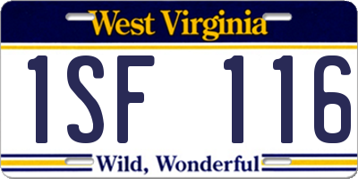 WV license plate 1SF116