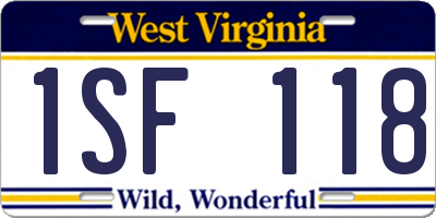 WV license plate 1SF118