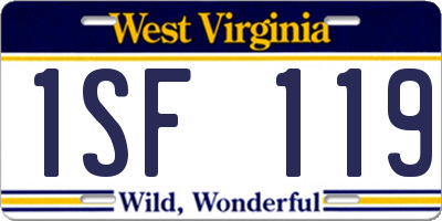 WV license plate 1SF119