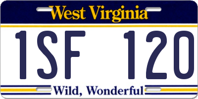 WV license plate 1SF120