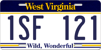 WV license plate 1SF121
