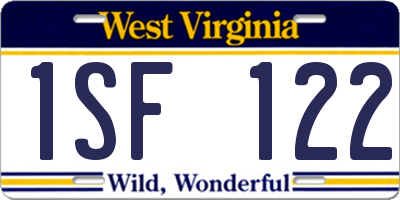 WV license plate 1SF122