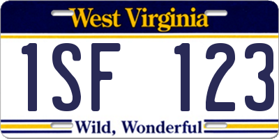 WV license plate 1SF123