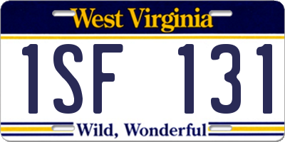 WV license plate 1SF131
