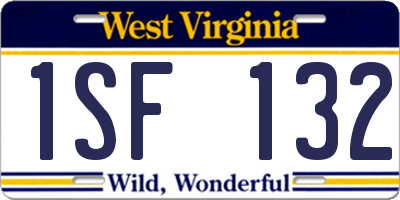 WV license plate 1SF132