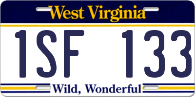 WV license plate 1SF133