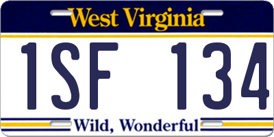 WV license plate 1SF134