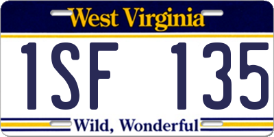 WV license plate 1SF135
