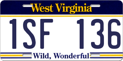WV license plate 1SF136