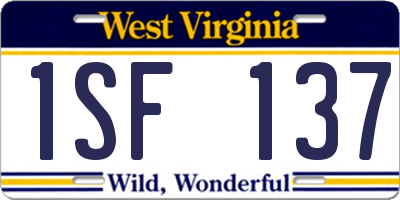 WV license plate 1SF137