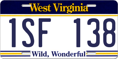 WV license plate 1SF138
