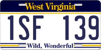 WV license plate 1SF139