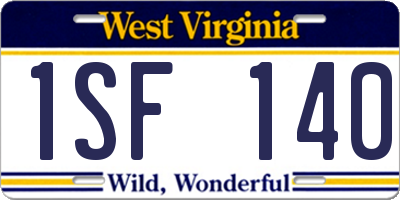WV license plate 1SF140