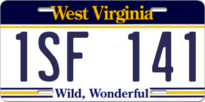 WV license plate 1SF141