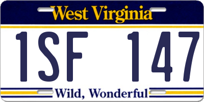 WV license plate 1SF147