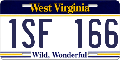 WV license plate 1SF166