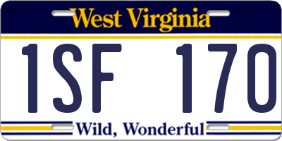 WV license plate 1SF170