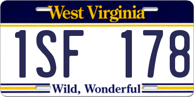 WV license plate 1SF178