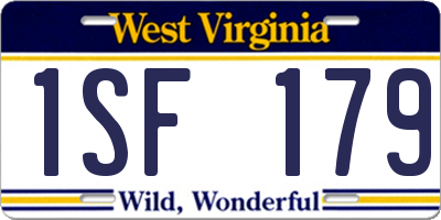 WV license plate 1SF179