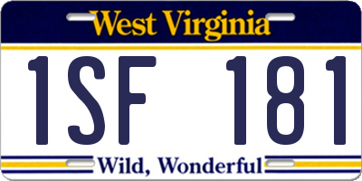 WV license plate 1SF181