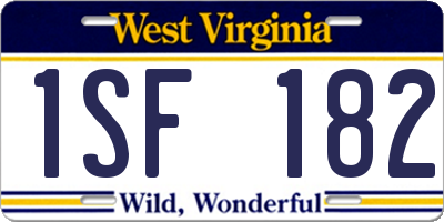 WV license plate 1SF182