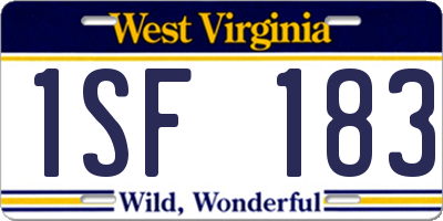 WV license plate 1SF183