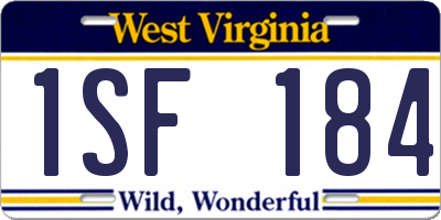 WV license plate 1SF184