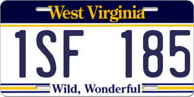 WV license plate 1SF185