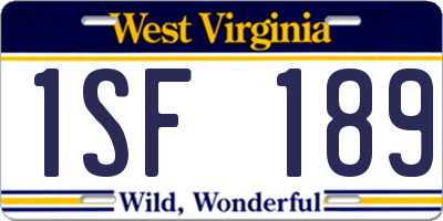 WV license plate 1SF189