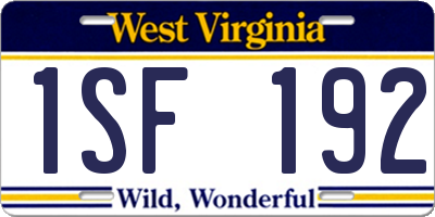 WV license plate 1SF192