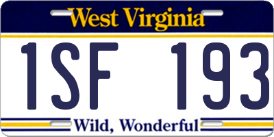 WV license plate 1SF193