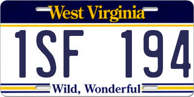 WV license plate 1SF194
