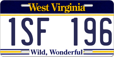 WV license plate 1SF196