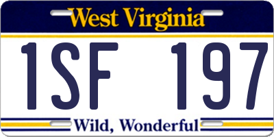WV license plate 1SF197