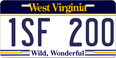WV license plate 1SF200