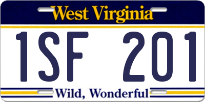 WV license plate 1SF201