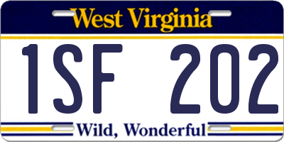 WV license plate 1SF202
