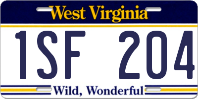 WV license plate 1SF204