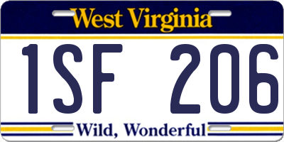 WV license plate 1SF206