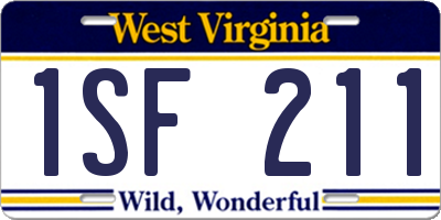 WV license plate 1SF211