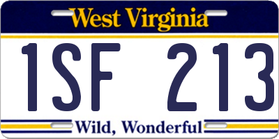 WV license plate 1SF213