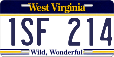 WV license plate 1SF214